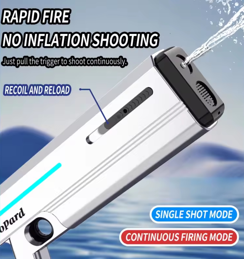 Water Leopard Fully Automatic Electric Water Gun Toy – Rechargeable Full Body Waterproof Electric Water Blaster with One-Click Water Absorption, 10M Long Range, High Pressure Spray, Lithium Battery, Beach & Pool Outdoor Toy for Kids, Teens & Adults - Image 8