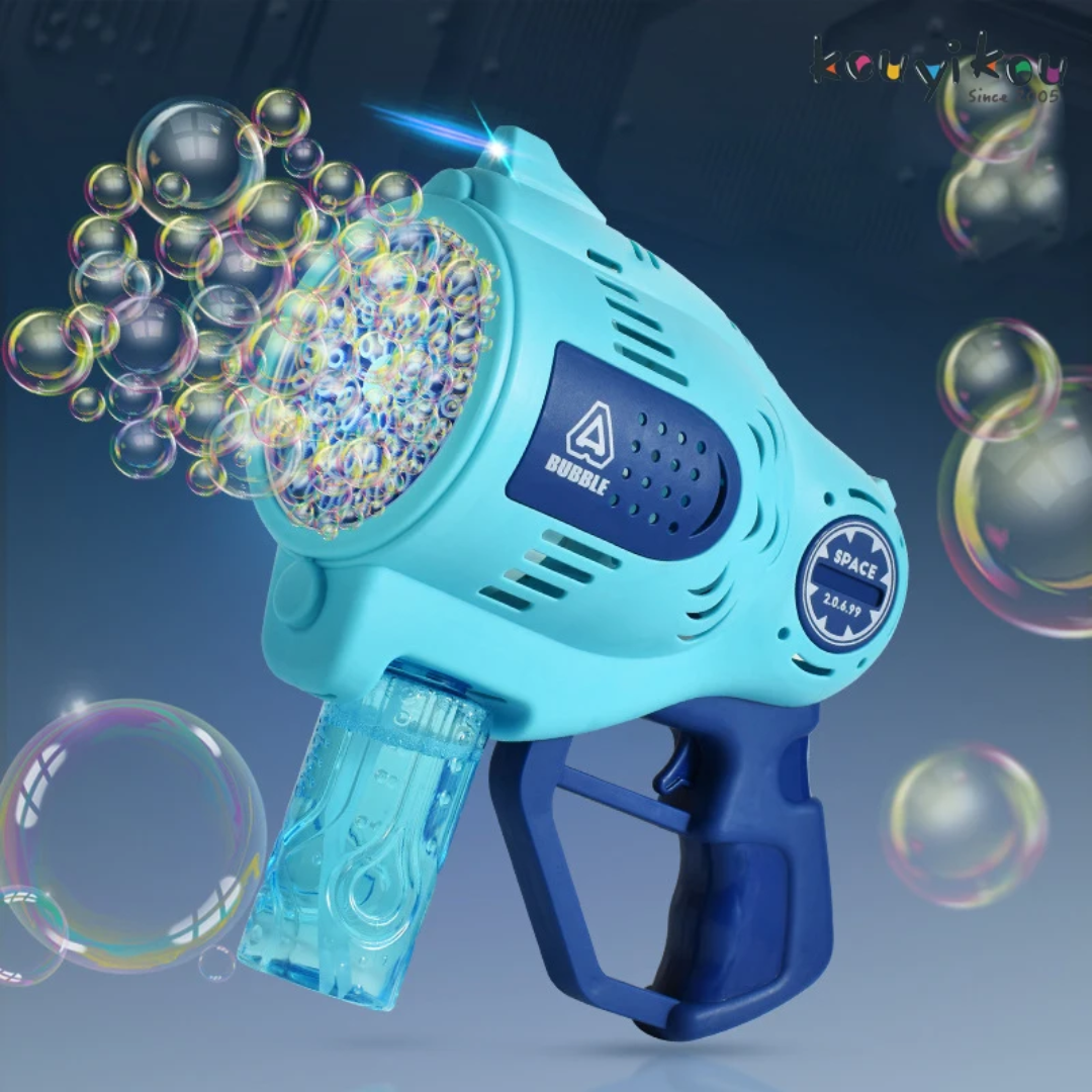 Electric Bubble Gun for Kids, 57 Holes Automatic Bubble Machine with LED Lights, Rechargeable Bubble Blower, 150ml Bubble Solution Included - Image 2