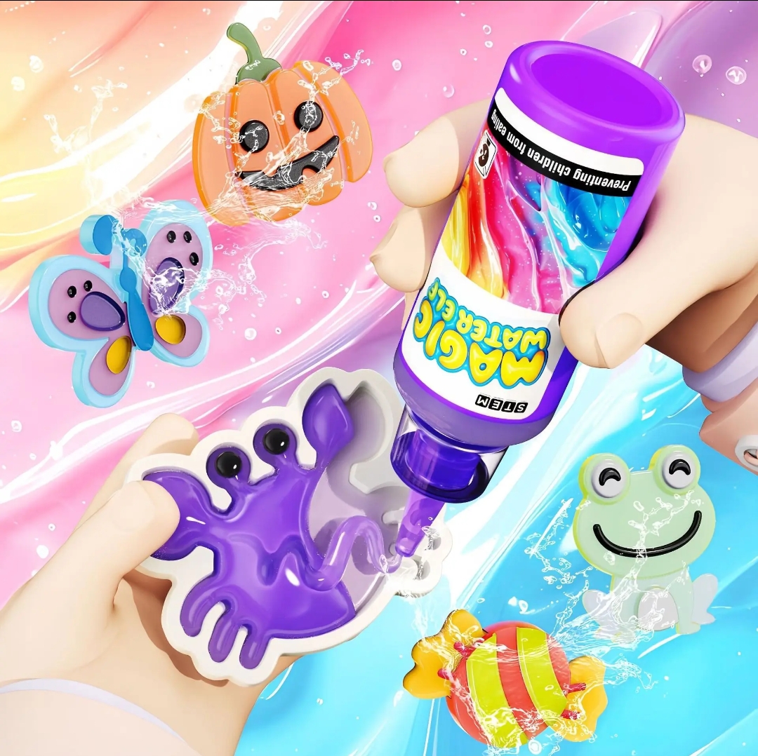 Magic Water Elf Gel Kit for Kids – DIY Water Gel Making Toy with 12 Colorful Magic Gels, 12 Animal Shape Molds, Calcium Lactate Powder, Mixing Tray & Stickers Creative Arts & Crafts Educational Toy - Image 4