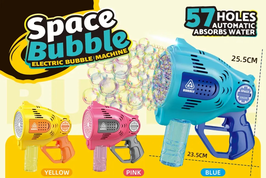 Electric Bubble Gun for Kids, 57 Holes Automatic Bubble Machine with LED Lights, Rechargeable Bubble Blower, 150ml Bubble Solution Included - Image 3
