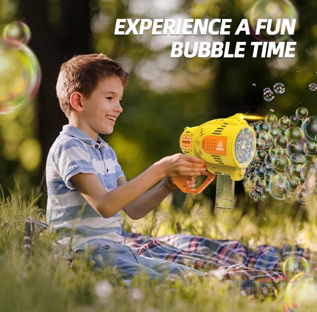 Electric Bubble Gun for Kids, 57 Holes Automatic Bubble Machine with LED Lights, Rechargeable Bubble Blower, 150ml Bubble Solution Included - Image 5